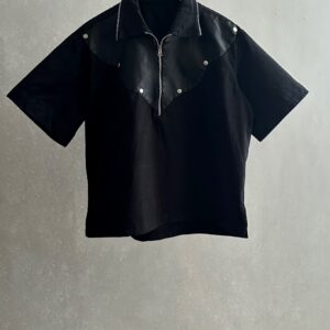 Henley PU leather zipper shirt