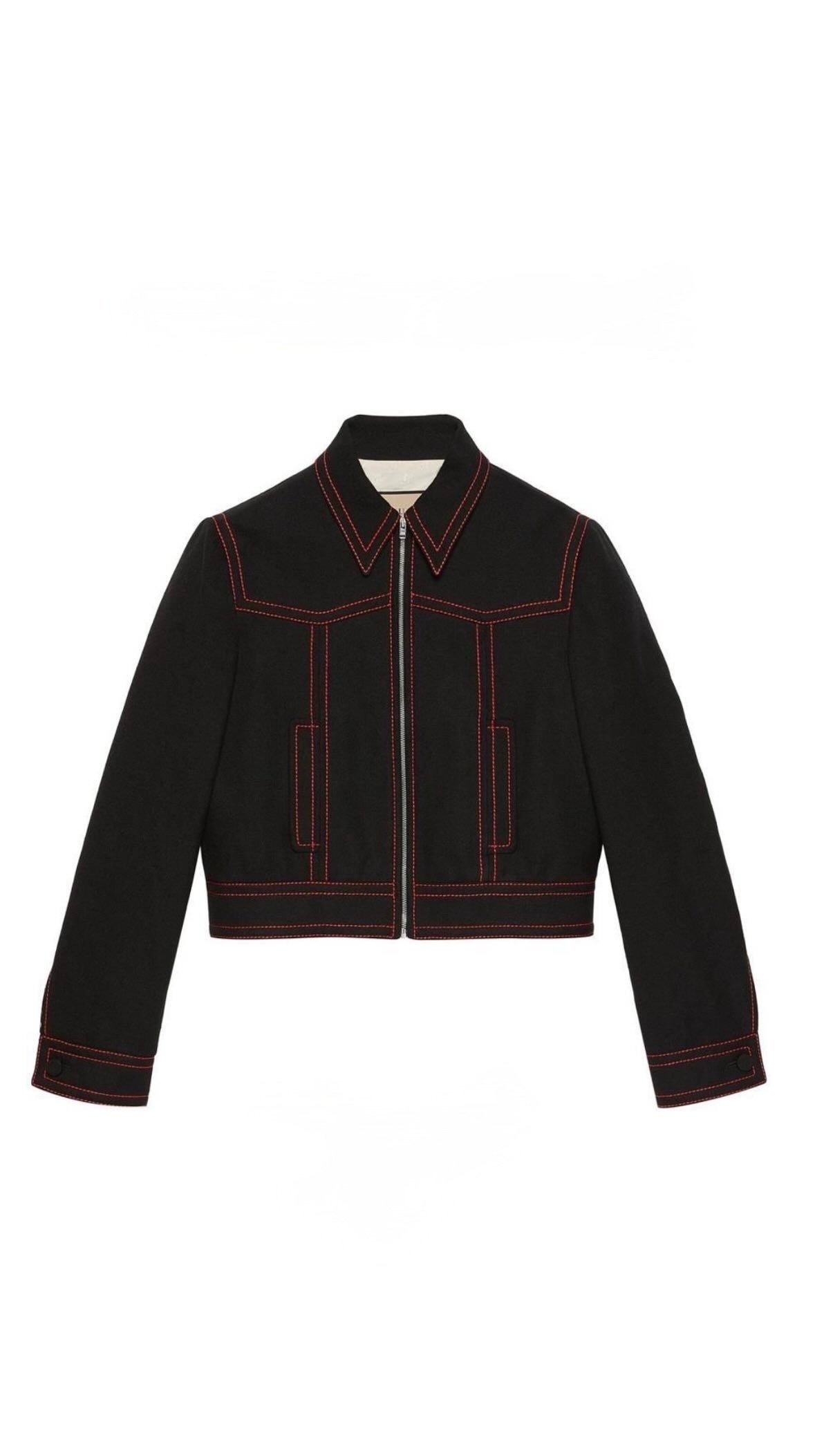 Oxford Red Stitch Crop Jacket