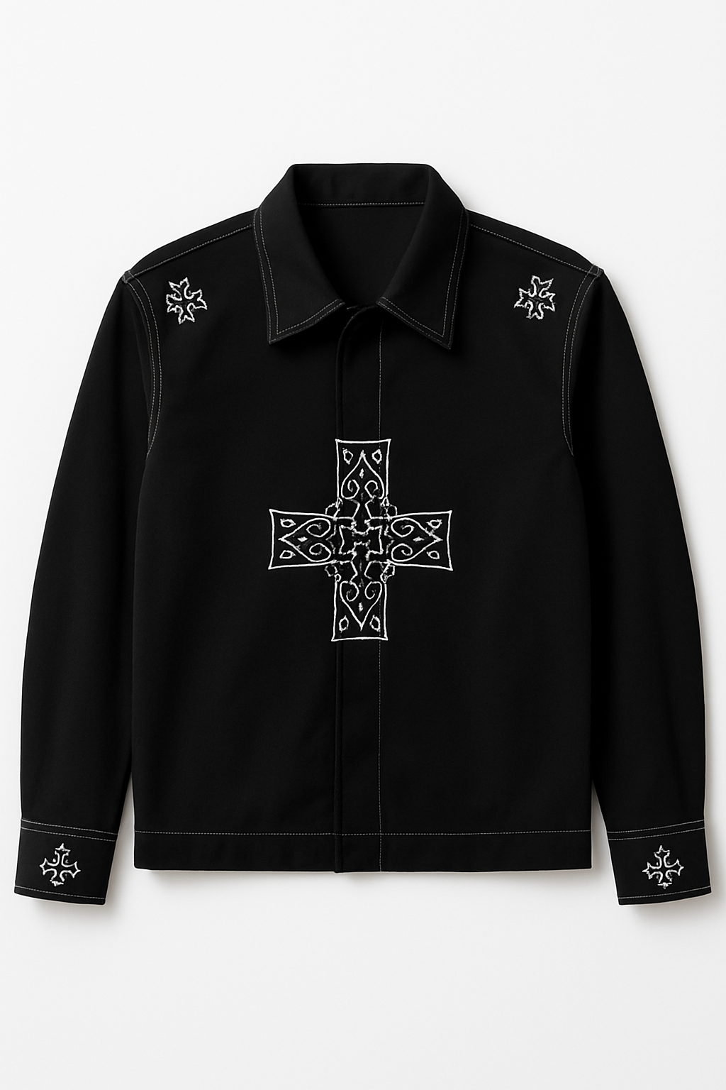 Embroidered cross / logo shacket - Image 10