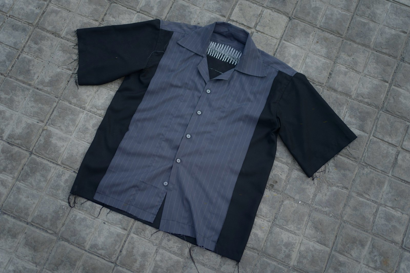 upcycled stripped distress shirt - Image 2