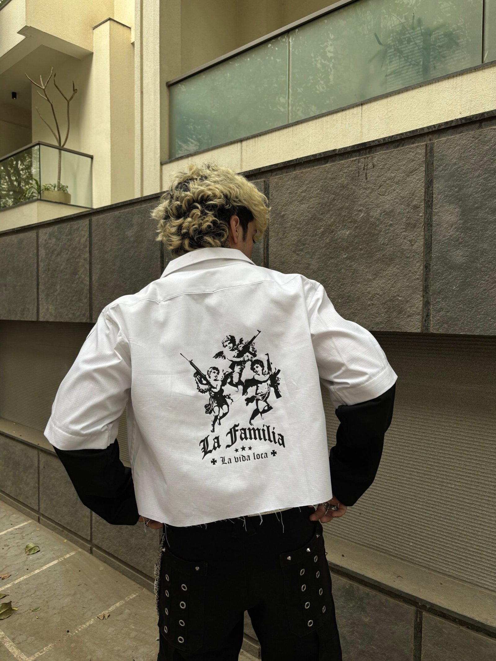 zipper LA familia printed shacket