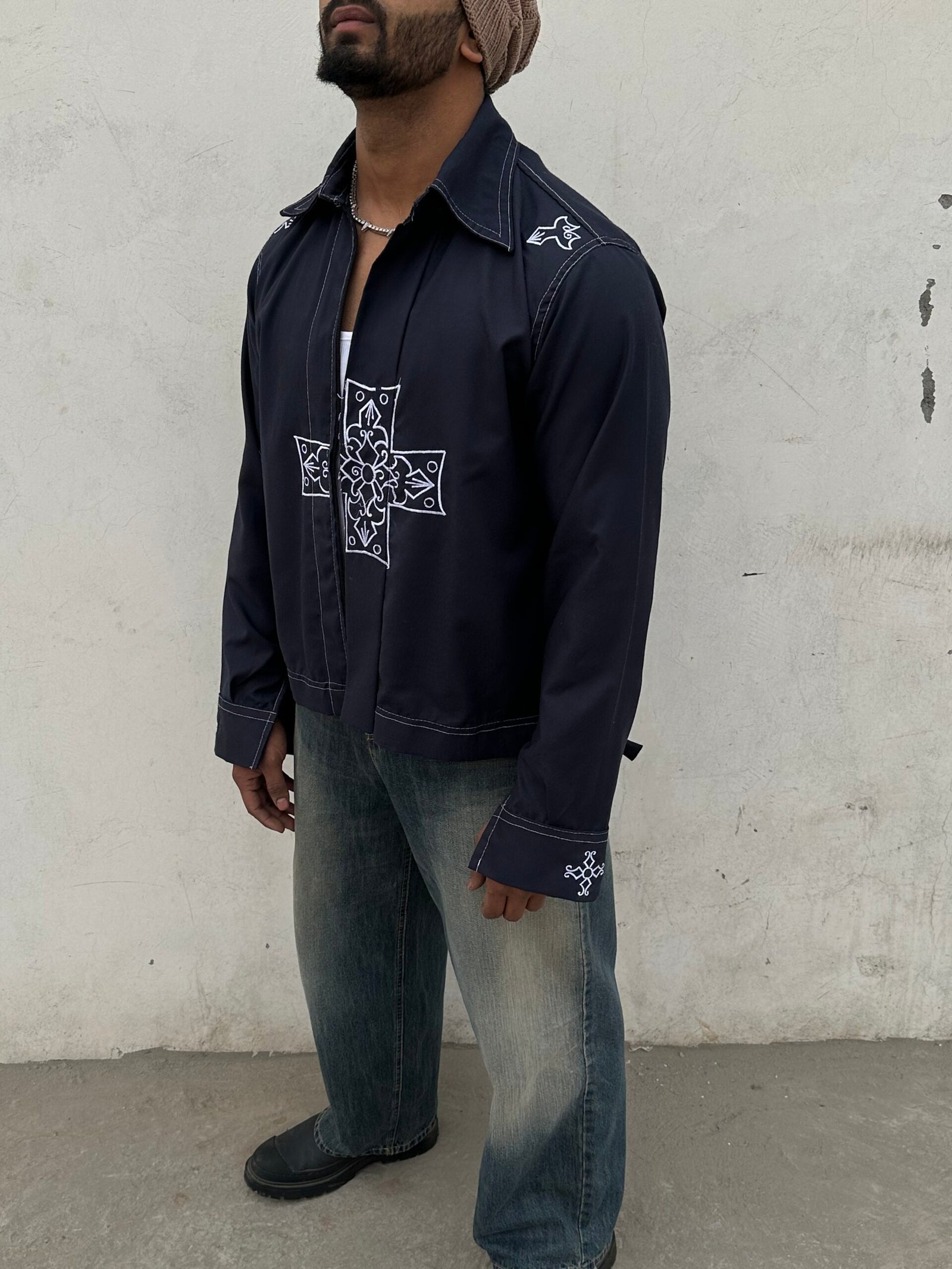 Embroidered cross / logo shacket - Image 3