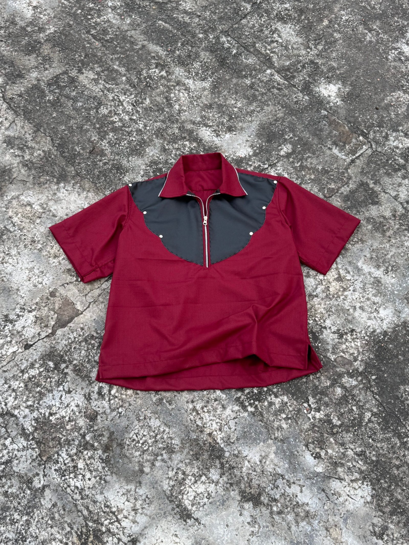 Henley PU leather zipper shirt - Image 8