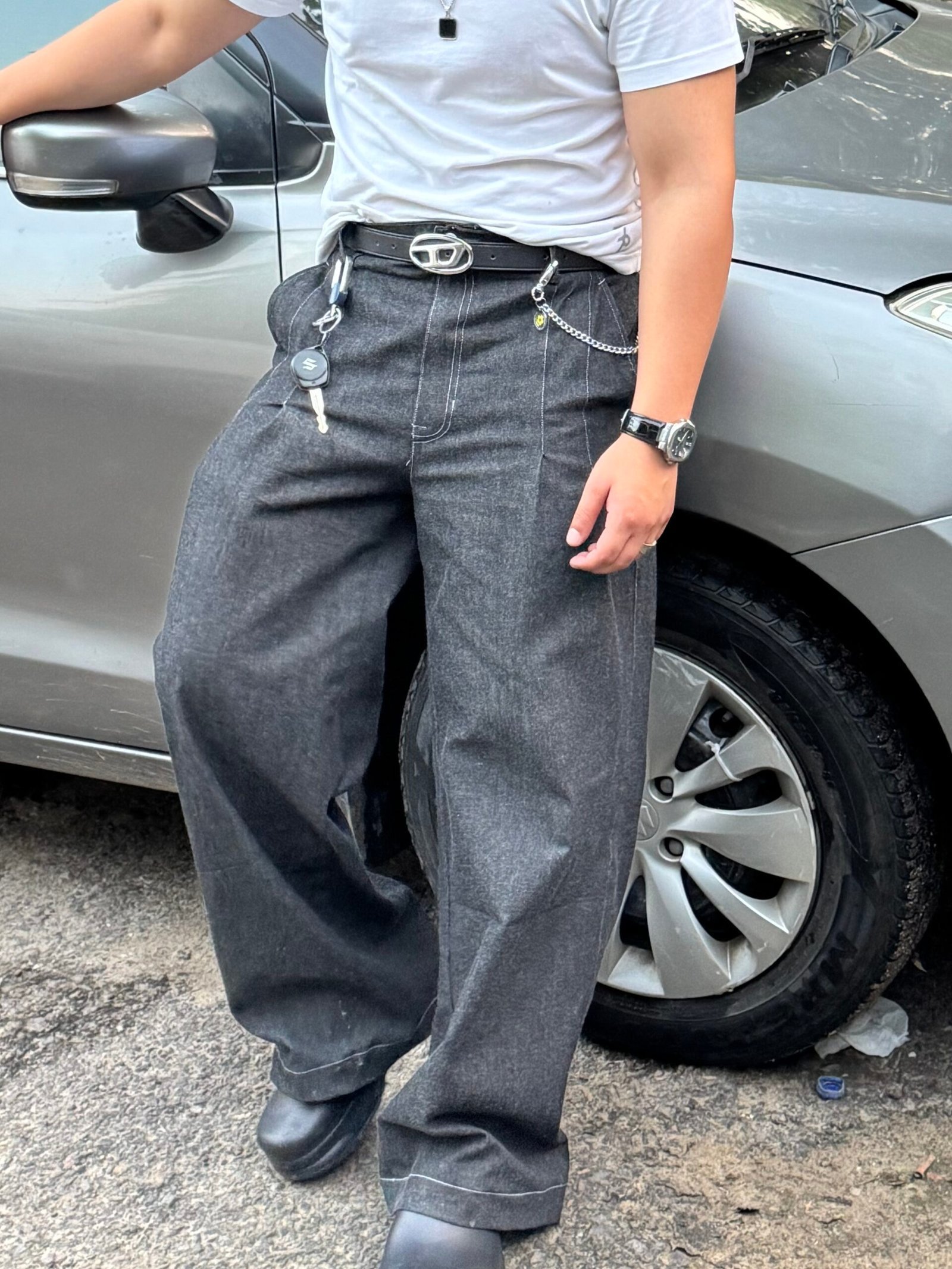 pleated baggy denims - Image 2
