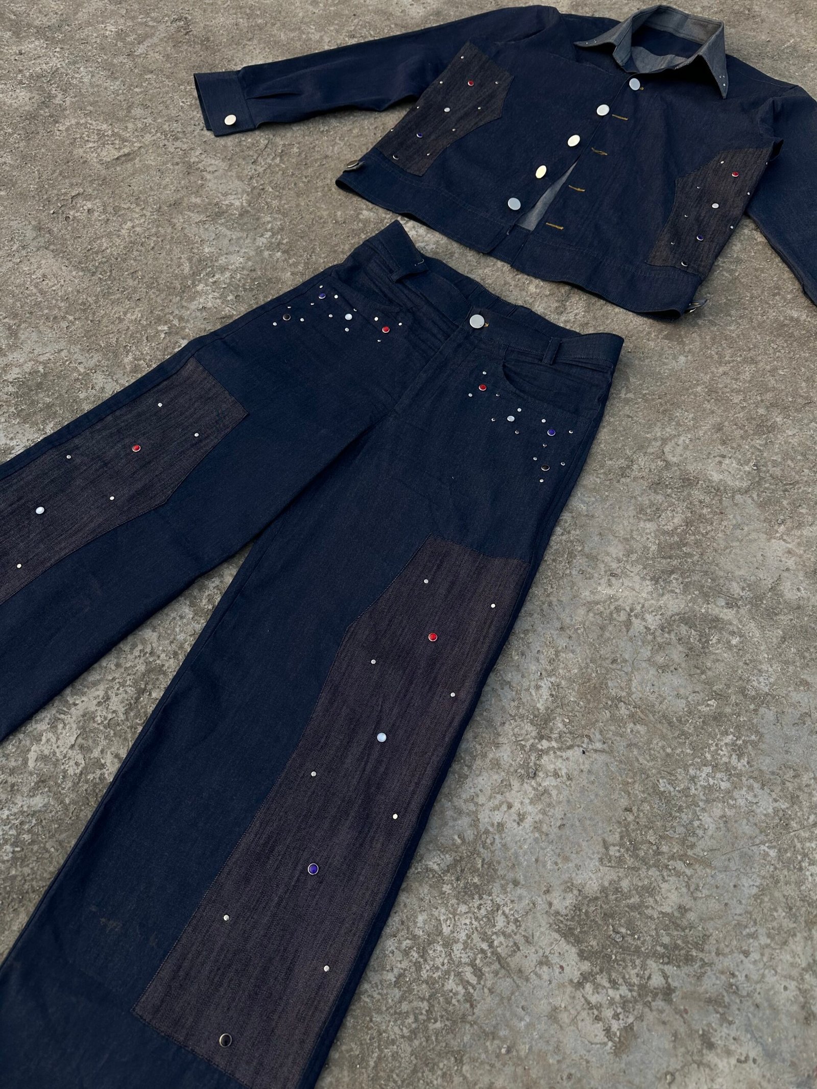 studded chaos denim co-ord set - Image 12