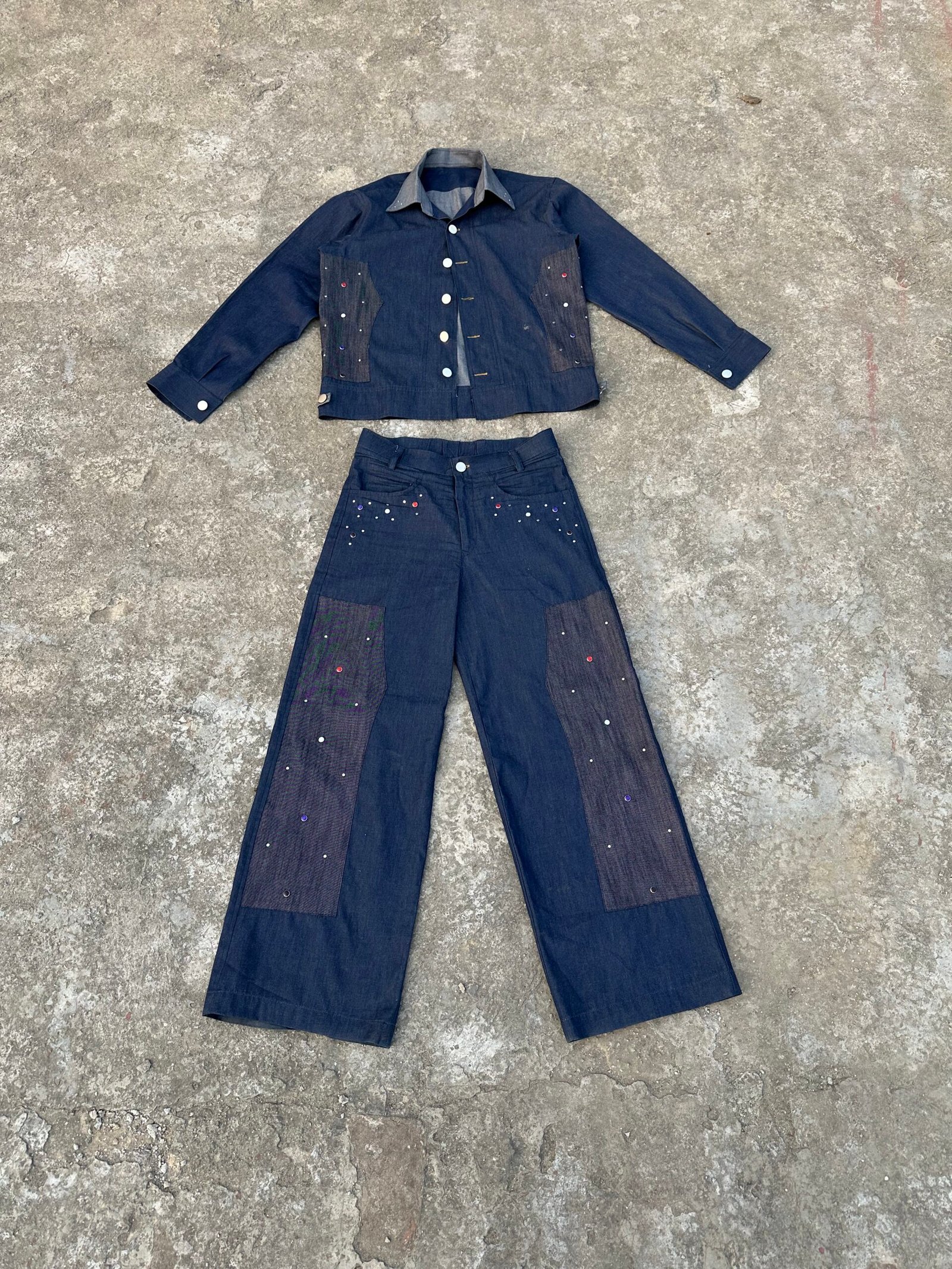 studded chaos denim co-ord set - Image 13