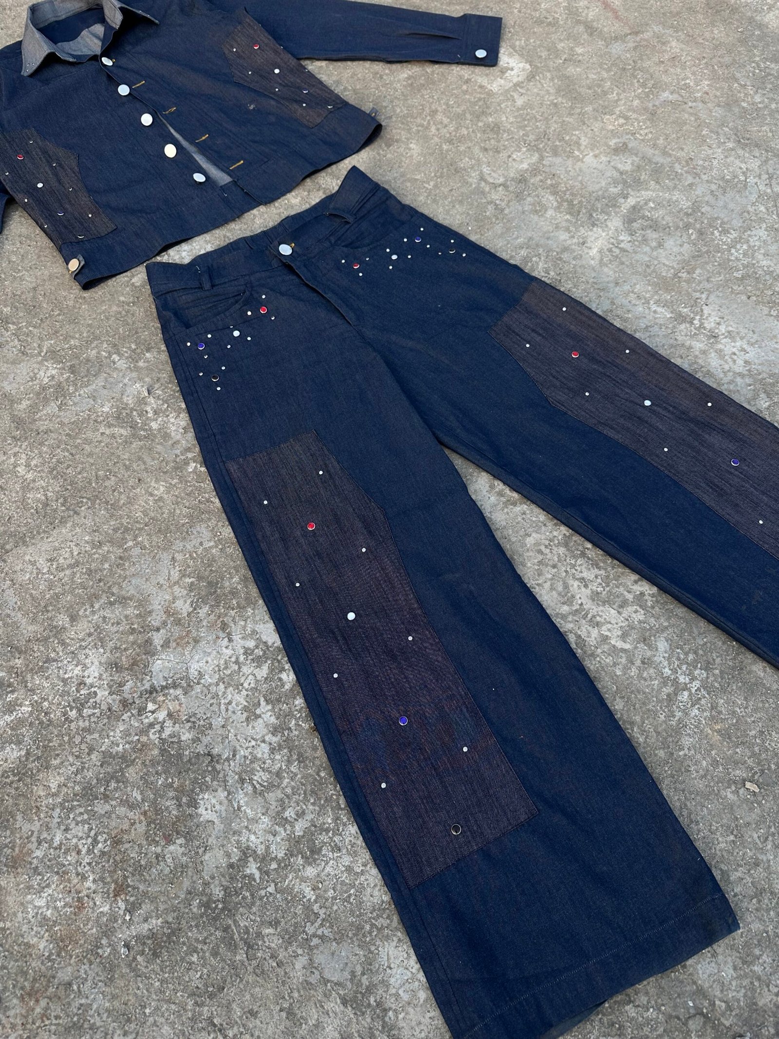 studded chaos denim co-ord set - Image 9