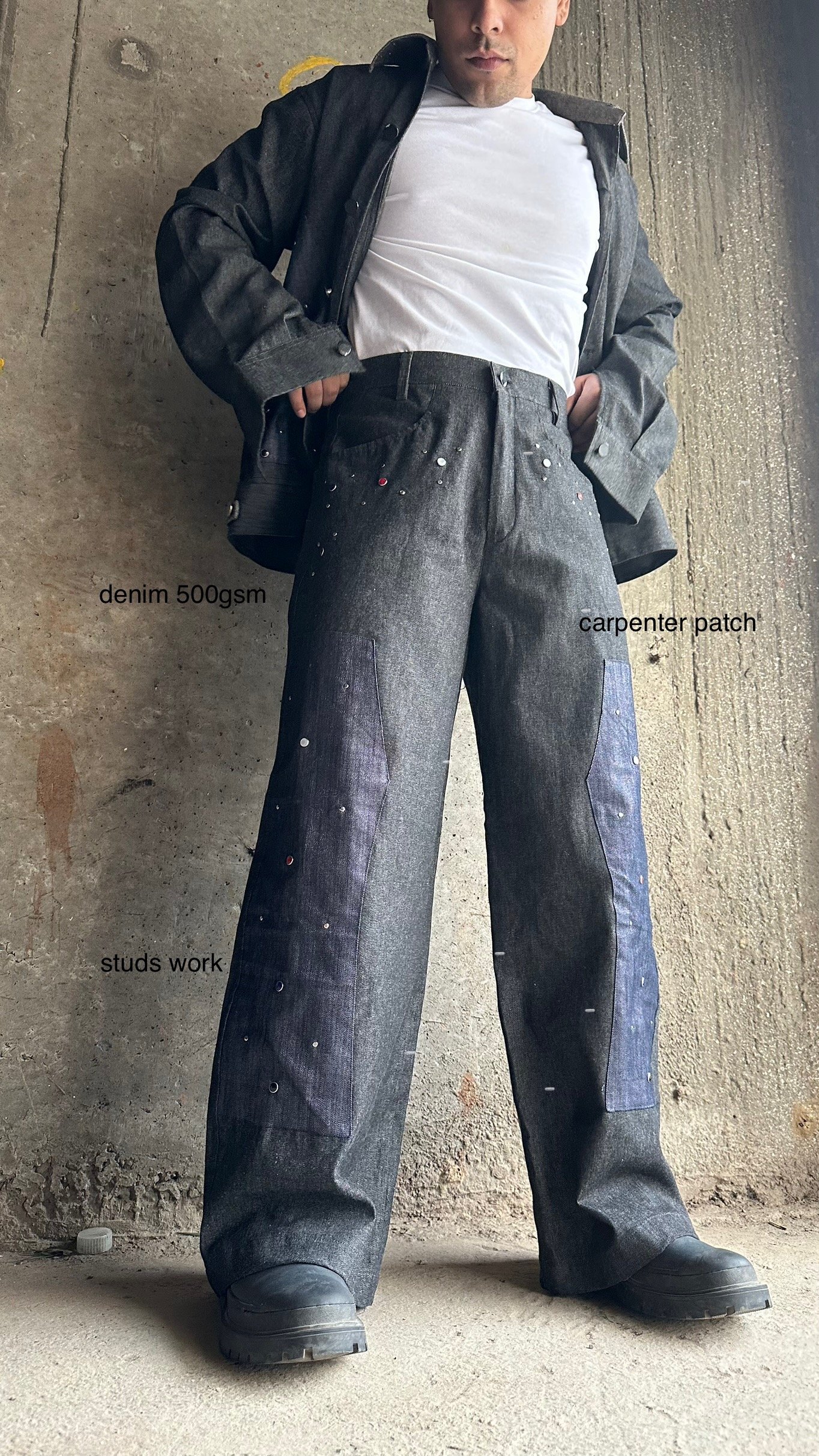 studded chaos denim co-ord set - Image 5