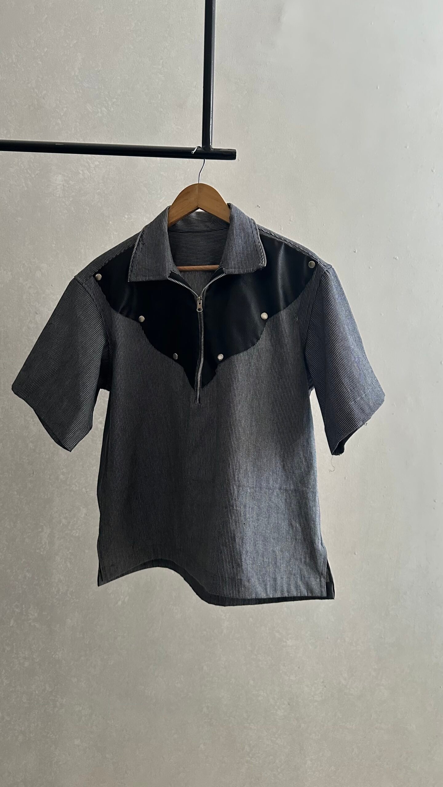 Henley PU leather zipper shirt - Image 3