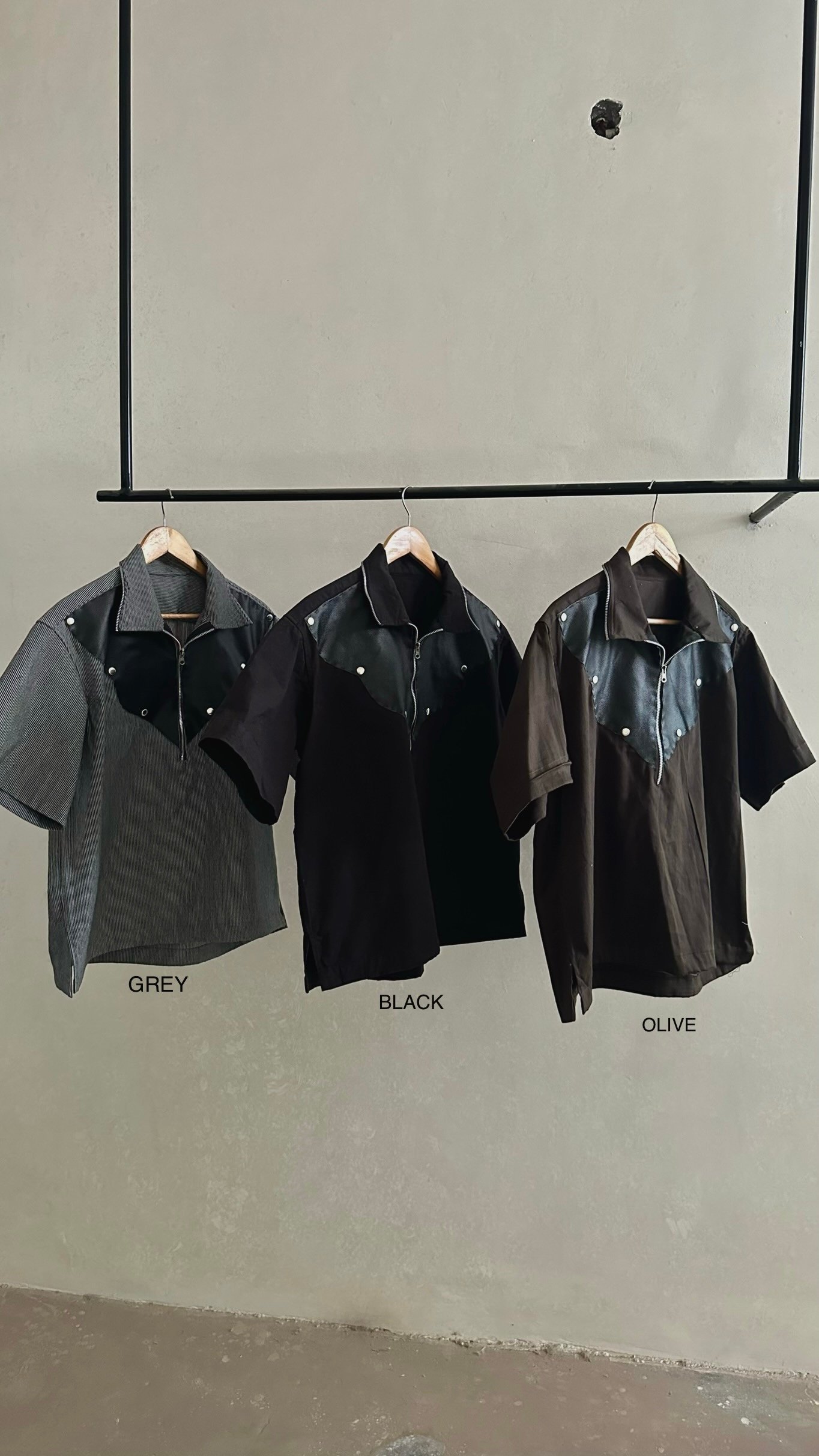 Henley PU leather zipper shirt - Image 5