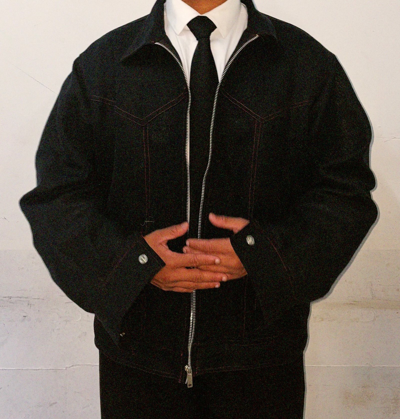 Oxford Red Stitch Crop Jacket - Image 3